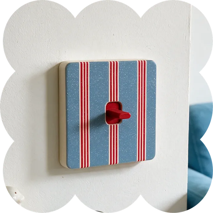 Cover with blue and red stripes